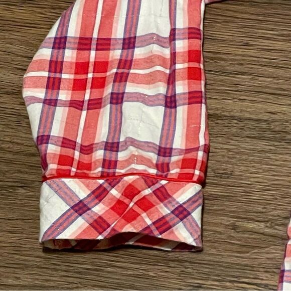Victoria’s Secret Plaid Button Down Pajama Shirt Red Purple White Size Small - Picture 5 of 14